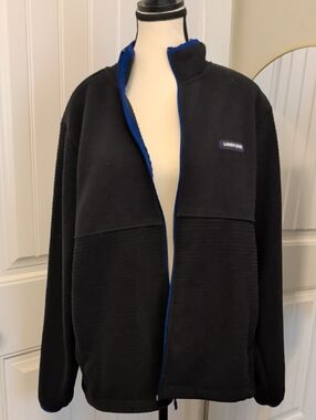 Lands' End Black Fleece Jacket with Royal Blue Trim